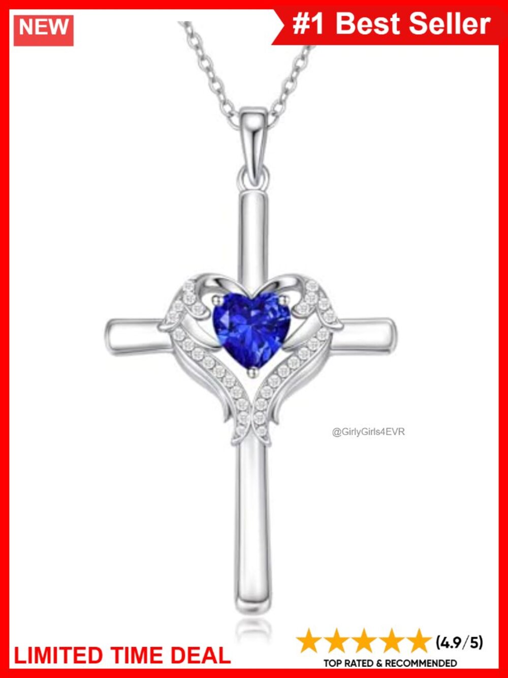 Molena 925 Sterling Silver Cross Pendant Necklace 18K White Gold Plated
